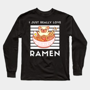 Kawaii Cute Anime Shiba Inu Dog Otaku Japanese Ramen Noodles Long Sleeve T-Shirt